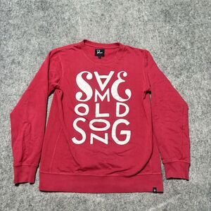 By Parra Same Old Song Sweatshirt Mens M Red Graphic Crewneck Streetwear Art